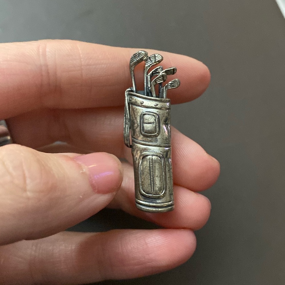 Vintage Sterling Silver Golf Clubs Pin Brooch